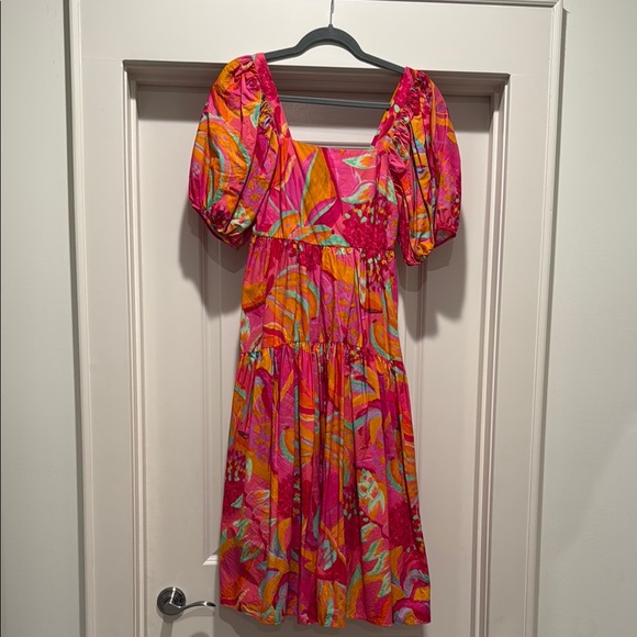 Farm Rio S Puff-Sleeve Midi Dress - Picture 2 of 5